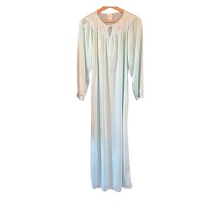 Vintage Katz Nightgown Pastel Light Blue Floral Embroidered Grannycore Coquette